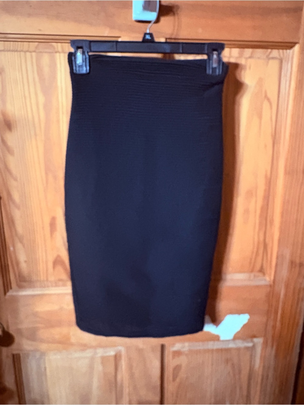 Soprano Black Ribbed Pencil Skirt